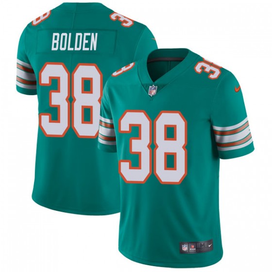 Nike Miami Dolphins 38 Brandon Bolden Aqua Green Alternate Men Stitched NFL Vapor Untouchable Limited Jersey